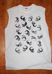 ZERZEES ジャージーズ ノースリーブ Tシャツ SKULL スカル 両面プリント WHITE タンクトップ