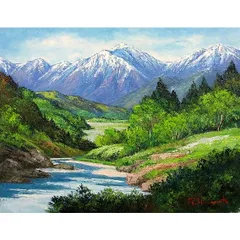 油彩画原画絵画F10 一点物【ニテコ池】アート作品油絵風景画原画