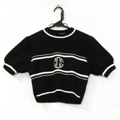 グレイル ニット トップス 半袖 クロップドセーター レディース Fサイズ 黒×白 GRL 【中古】