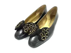YVESSAINTLAURENT イヴサンローラン レザー リボン ヒール パンプス 表記サイズ 37 (約24.0cm) 靴 シューズ ブラック系 DK4650