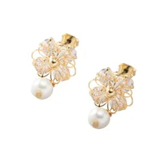 【ゴールド×ピアス】[Cream dot. クリームドット公式] ピアス レディース  金属アレルギー ニッケルフリー フラワー ビジュー パール ワイヤー 透かし 大人 