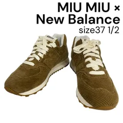 ● 未使用 ミュウミュウ MIU MIU × New Balance 574 ストライプ ベルベットスニーカー 23AW コーディロイ 37ハーフ 24cm レディース 5E147