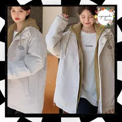 エコダウンジャケット フード付き 中綿コート おしゃれ フェイクダウンジャケット レイヤード風 ダウンパーカー カジュアル フーディーブルゾン ゆったり 防風 防寒 冬 体型カバー 着やせ あったかい アウター ダウンブルゾン 韓国 6JIUZHAO-002