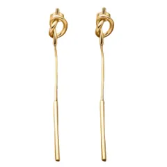 【ゴールド × ピアス】[Cream dot. クリームドット公式] ピアス レディースステンレス製 金属アレルギー つけっぱなし サージカルステンレス 揺れる ノット 結び目 バー 大人 シンプル