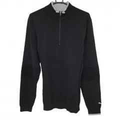 【美品】プーマ ハイネックセーター 黒×グレー ハーフジップ 袖口ロゴ ニット  メンズ XL ゴルフウェア PUMA