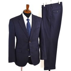 5XF112】麻布テーラー 2パンツ 2つボタン シングルスーツ M YA5 ダークネイビー チェック ノータック 極 定番 O183-ZA11 合物 春秋 【中古】【メンズビジネス】202505