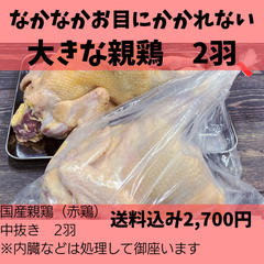 【2羽分】【国産親鶏】まるまる一羽　親鶏中抜き（赤鶏）