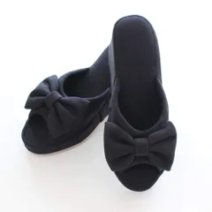 フリーサイズ（約23.5×8cm） ヒール約8cm_ブラック ヒールスリッパ 8cm リボンスリッパ M(ブラック)