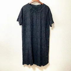 #snc インゲボルグ INGEBORG チュニック ワンピース 黒 半袖 カットワーク 花モチーフ 美品 レディース [947529]