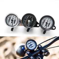 バイク スピードメーター 機械式メーター 140km 汎用メーター 直径65mm 【シルバー・ブラック】b300