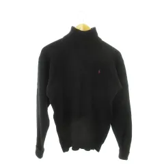 ポロ バイ ラルフローレン Polo by Ralph Lauren ニット セーター タートルネック 長袖 ロゴ刺繍 L 黒 ブラック /MN21 ■GY18