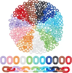 PH PandaHall 330個 チェーンリング アクリル製 11色 プラスチックチェーン カラフル リンク 楕円形リンク ハンドメイド 手芸用品 財布 バッグ スマホ小物装飾 メガネ用 ストラップチェーン ジュエリー作り( カラフル)