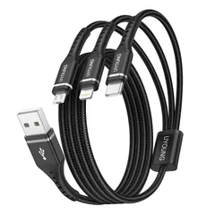 【新着商品】in 3 1 充電コード 1.2m USBケーブル (ライトニング/USB-C/Micro USB端子) iPhone 充電ケーブル Android タイプC ケーブル 3in1 各種対応 （2本）