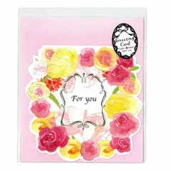 (まとめ）#クローズピン グリーティングカード ｎａｍｉｎａｍｉダイカットグリーティングカード　多目的  ローズ GC13781 【×25セット】