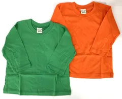 キッズ　七分袖Tシャツ　　二枚セット　オレンジ＆グリーン