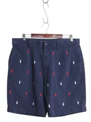 【お得なクーポン配布中!】 ポロ ラルフローレン 総柄 チノ ショートパンツ メンズ 35 / ショーツ 短パン ノータック アーミー タイプ ポニー刺繍 モノグラム チノパン