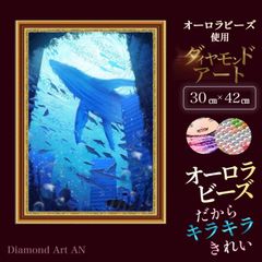 ASAB-7 【オーロラビーズ&額縁印刷】ダイヤモンドアート A3 イルカ 海
