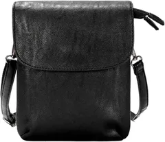 ZAZALAND ザザランドミニ ショルダー バッグ ベルトポーチ 斜めがけ 肩紐 外せる 2way 軽量 レザー(ブラック,  ミニ)