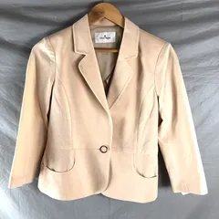 クレージュ Courreges ジャケット 肩パット 一つボタン サイドポケット コットン ベージュ 40サイズ 949135