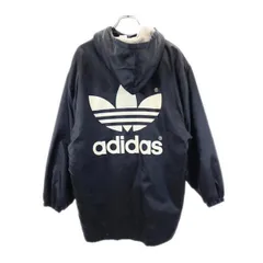 アディダス 80s デサント製 ヴィンテージ バックトレフォイルロゴ 中綿コート 160 ブラック adidas 裏ボア キッズ 古着 【231108】のサムネイル