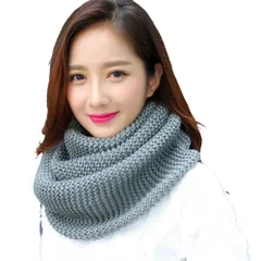 [FUPUTWO] スヌード レディース マフラー ネックウォーマー 厚手 無地 防寒 暖かい 冬 (グレー) [グレー]