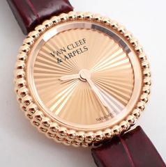 美品 VanCleef&Arpels(ヴァンクリーフアンドアーペル) ペルレ VCARPBML00 PG/革 QZ クォーツ ピンクゴールド レザーベルト レディース