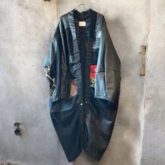 コート ユニセックス メンズ レディース リメイク 着物 帯 黒 ブラック 再構築kimono gown coat 久喜倉庫店