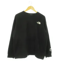 ザノースフェイス THE NORTH FACE ESSENTIAL SWEATSHIRTS トレーナー スウェット ラウンドネック 長袖 ロゴ刺繍 裏毛 アウトドア 大きいサイズ 2L 黒 ブラック NM5MN55A /AO14 ■GY19