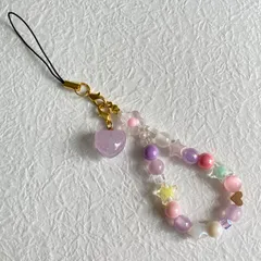 ビーズストラップ スマホ 携帯 レジン ピンク