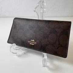 ✨Bランク   COACH　財布　長財布　二つ折り財布　札入れ　シグネチャー　PVC　ブラウン　メンズ　F88026　 「14EL」