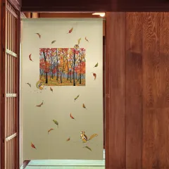 ■SIMON BAKER■のれん「落葉とリス」85x150cm ×5枚セット【日本製】のれん 暖簾 家紋 間仕切り ジブリ トトロ 千と千尋 風景 景色 目隠し SNOOPY スヌーピー【匿名配送らくらくメルカリ便全国送料無料】