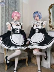 新品 未使用 Re:０から始まる異世界生活 コスプレ ウィッグ付き レム ラム コスプレ メイド服 リゼロ コスプレ衣装 大人用 仮装 cosplay