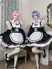 新品 未使用 Re:０から始まる異世界生活 コスプレ ウィッグ付き レム ラム コスプレ メイド服 リゼロ コスプレ衣装 大人用 仮装 cosplay