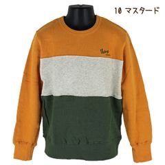 【マスタード】綿100％ 子供 キッズ ジュニア 男児 ３色切替 裏毛 トレーナー V.O.A 100-150cm 入園 入学 通園 通学【送料無料】