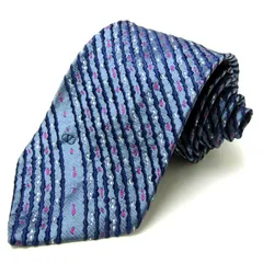 ヴァレンチノ ブランドネクタイ ストライプ柄 シルク イタリア製 メンズ ブルー Valentino 【中古】