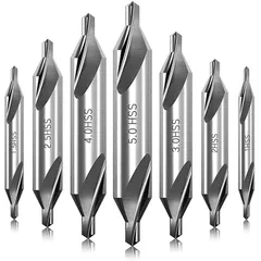 【特価商品】ツール ネジ穴 面取り センタードリルビット 高速鉄鋼カウンターシンクビット7本セット 5mm 4mm 3mm 2.5mm 金属加工/旋盤/木工に適応 2mm 1.5mm 1mm 60度の角度 KIMLONTONセンタードリル