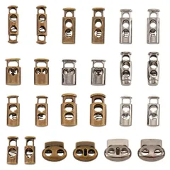 【人気商品】リュックサック・運動シューズなど 紐止め ロープ ひもトレ コードロック 紐ホルダー スプリングコードストッパー ストッパー スプリングコードロック 合金 2色 9種 トグルストッパー 約24個/セット PandaHall PH