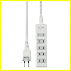 【迅速発送】エルパ (ELPA) コンパクトタップ 電源タップ 延長コード 125V 5個口 1.0m ホワイト LPT-501N(W)