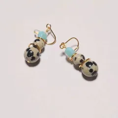 adp16〜19 ❤ダルメシアンジャスパーピアス❤ダルメシアンジャスパー　　k16gp     ラリマー　パール　インカローズ　ロードクロサイト　ラピスラズリ　　淡水パール　真珠　　お守り　sourireダルメシアン