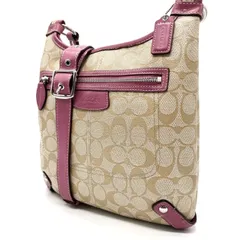 ✨良品✨ COACH コーチ ショルダーバッグ トートバッグ シグネチャー 総柄 シルバー金具 ロゴ型押し 肩掛け 斜め掛け PVCレザー レディース ベージュ 肌色 ピンク 桃色