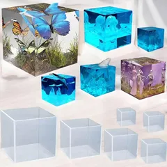 【Ever garden】 正方形 シリコンモールド 6個セット 6サイズ レジン ネックレス アクセサリー パーツ 作成 UVレジン エポキシ樹脂 樹脂粘土 オルゴナイト 型 抜き型 キット 道具 0