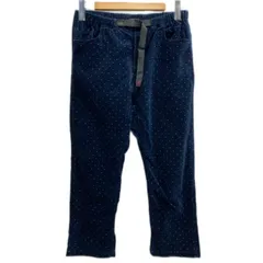 GRAMicci　ベロアパンツ　クライミングパンツ　ボトムス　クロップド丈　ウエストゴム　ベルト　アジャスター　ジップフライ　総柄　水玉　ドット　No.GMP-13F014　アウトドア　古着