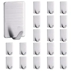 20個セット Ninonly フック 20枚セット 壁掛けフック 粘着フック 強力粘着 ステンレス製 防水壁掛け 壁を傷つけない 高耐荷重 収納 トイレ 玄関 キッチン 台所用