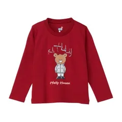 HELLYHANSEN ロングスリーブ ヘリーベア オーロラTシャツ キッズ 長袖 綿×レーヨン 110-140cm ブリックレッド