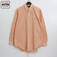 90s vintage RALPH LAUREN ストライプ柄 ボタンダウン 長袖シャツ メンズ 表記Mサイズ