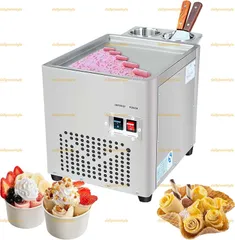 人気推薦◆業務用ロールアイスクリームマシン、シングルスクエアパン付き炒めアイスクリームロールマシン、ステンレススチール炒めアイスクリームロールメーカー、バーカフェデザートショップ向けヨーグルトクリームマシンのサムネイル