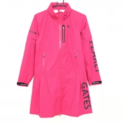 【新品】パーリーゲイツ 2WAYレインワンピース ピンク×ネイビー 地模様 袖着脱可 フード付  レディース 0(S) ゴルフウェア PEARLY GATES