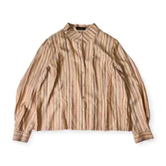 シルク100% Leilian レリアン ストライプ 長袖シャツ ブラウス 13＋/光沢感 大きいサイズ レディース