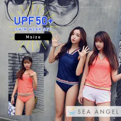 【在庫限り】SEA ANGEL 新作　オレンジ タンキニ水着 レディース 体型カバー 3点セット ノースリーブ タンクトップ ビキニ ショートパンツ UPF50+ UVカット セットアップ 水陸両用 おしゃれ ママ水着 10代 20代 30代 S M L LLのサムネイル