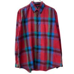 GEAR 長袖 チェックシャツ L レッド マルチカラー ボタンダウン 胸ポケット マルチチェック トップス 春物 a710-5713